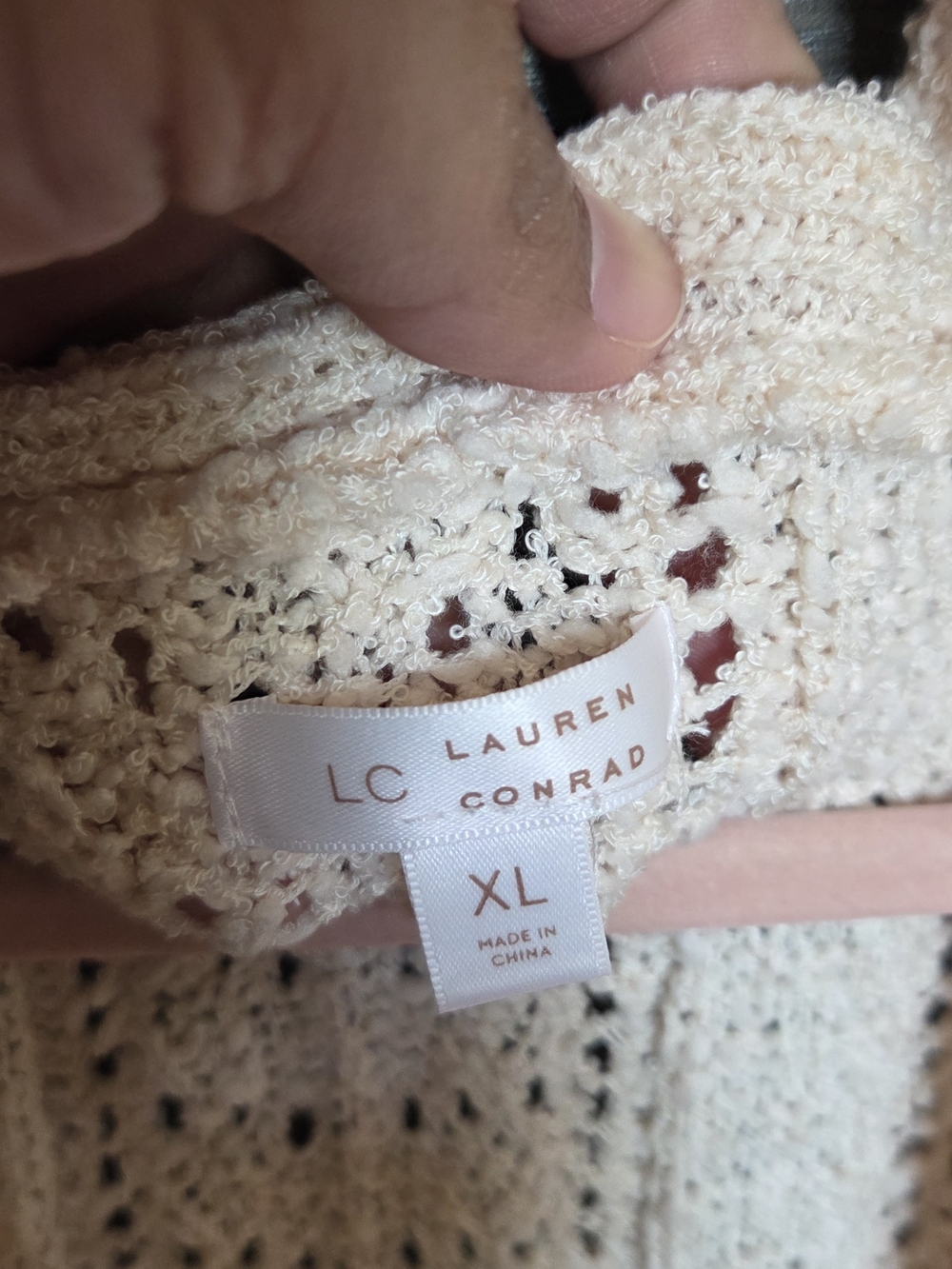 LC Lauren Conrad Open-Knit Button Cardigan in Cream - Picture 7 of 7